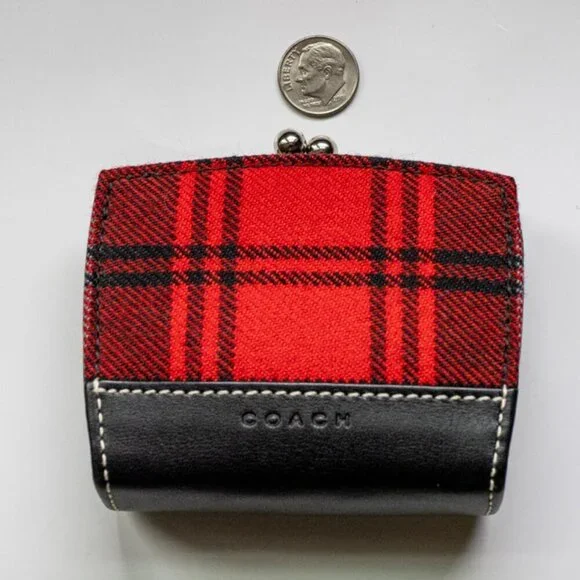 Vintage Coach Tartan Kisslock Coin Purse, NEW - Picture 4 of 16